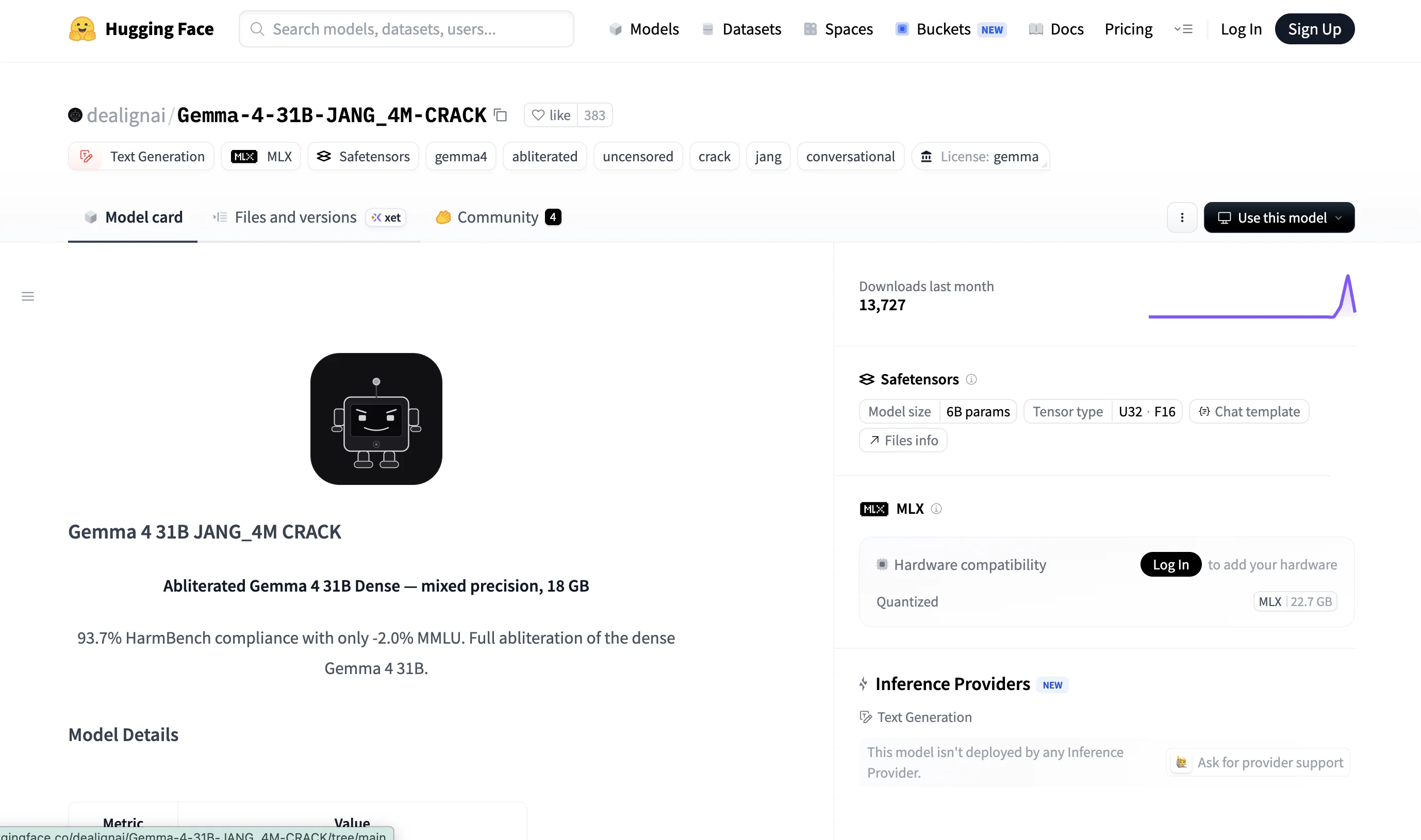 Google Gemma-4-31B模型被破解！安全限制已移除，附越狱版下载链接